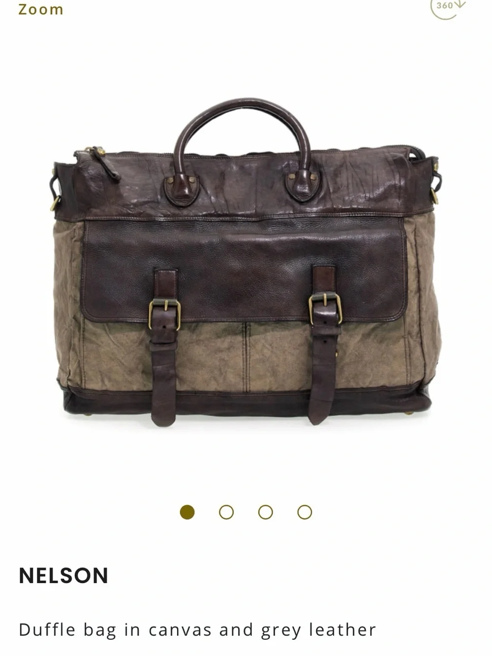 Campomaggi Nelson Brown Leather & Canvas Messenger Bag with Adjustable Strap